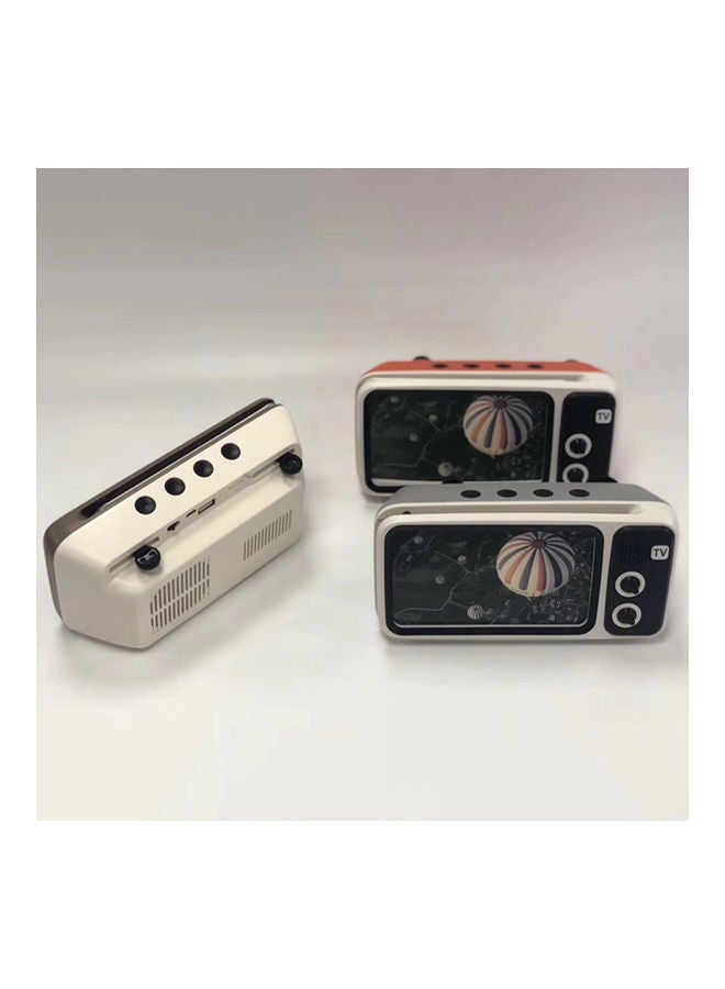 PTH800 Retro TV Mini Portable Wireless Bluetooth Super Bass Speaker Phone Holder White  - Image 4