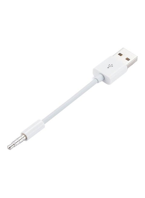 3.5mm To USB 2.0 Data Sync Audio Adapter Cable For Apple iPod Shuffle White