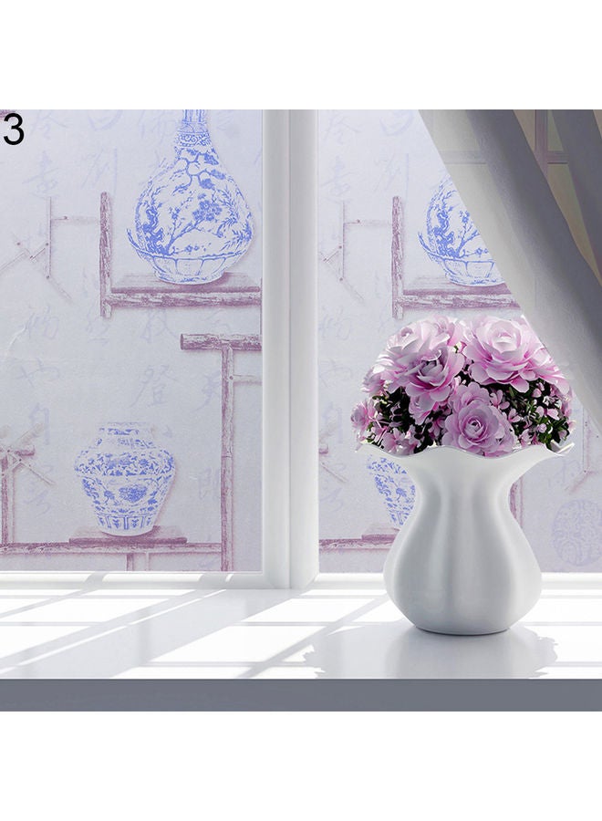 ملصق نافذة غير شفاف للحفاظ على الخصوصية بتصميم زهور وفراشات لديكور الحمام 2# 45x100سم - Image 3