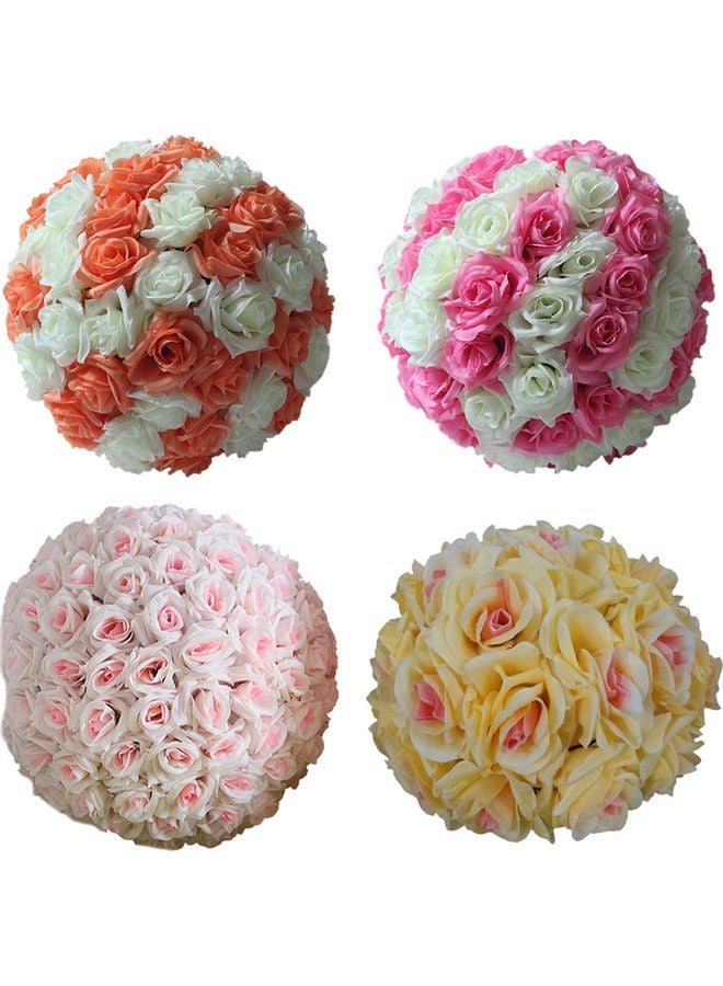 Wedding Artificial Rose Silk Flower Ball Hanging Decoration Centerpiece Beige 20cm - Image 2
