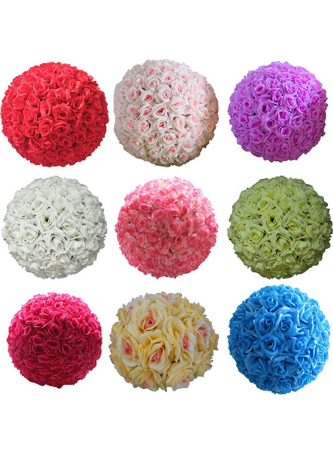 Wedding Artificial Rose Silk Flower Ball Hanging Decoration Centerpiece Beige 20cm - Image 3