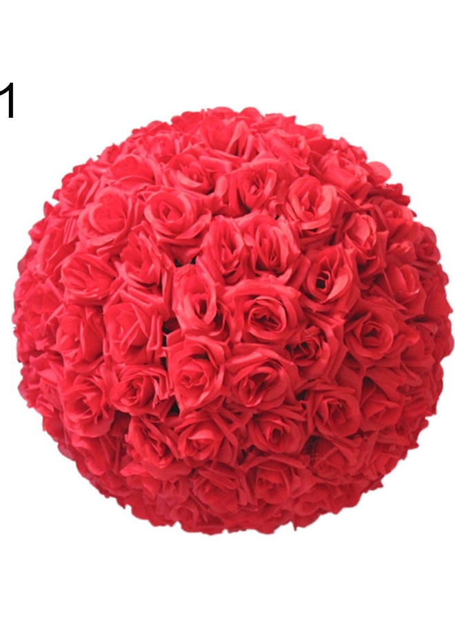 Wedding Artificial Rose Silk Flower Ball Hanging Decoration Centerpiece Beige 20cm - Image 4