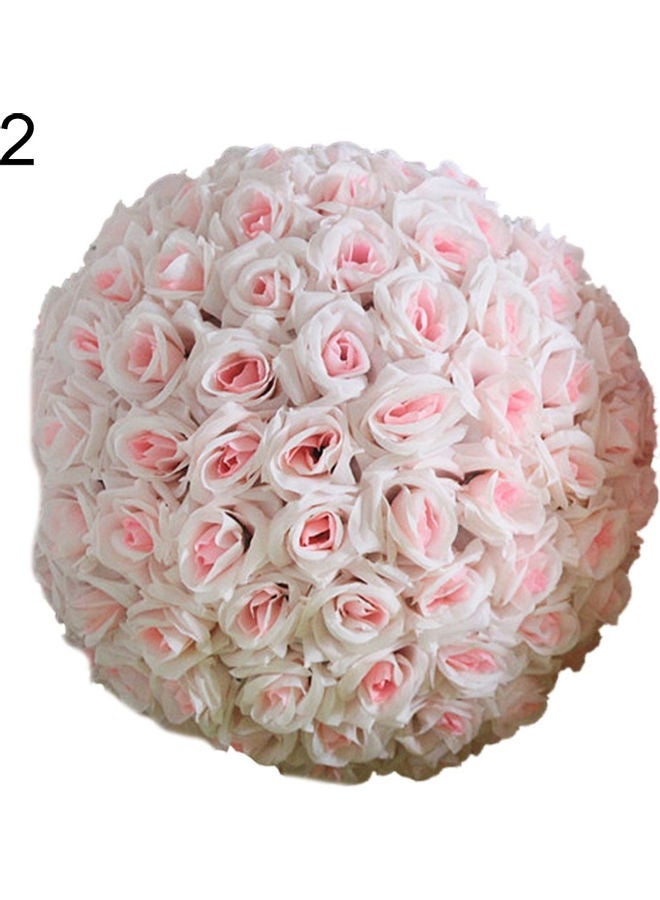 Wedding Artificial Rose Silk Flower Ball Hanging Decoration Centerpiece Beige 20cm - Image 5