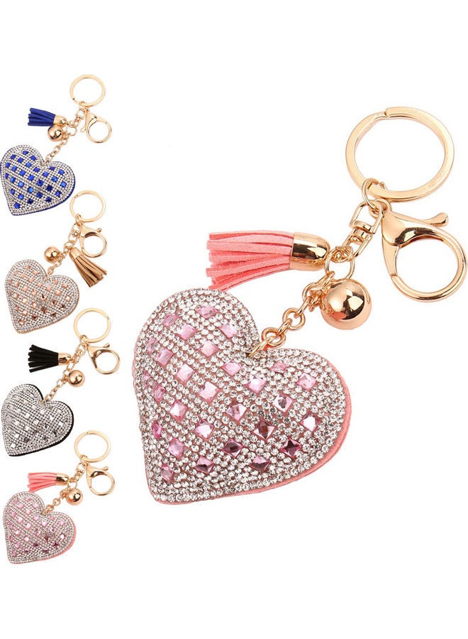 Generic Rhinestones Heart Tassels Women Keychain Handbag Car Key Pendant Keyring Gift  - Image 5