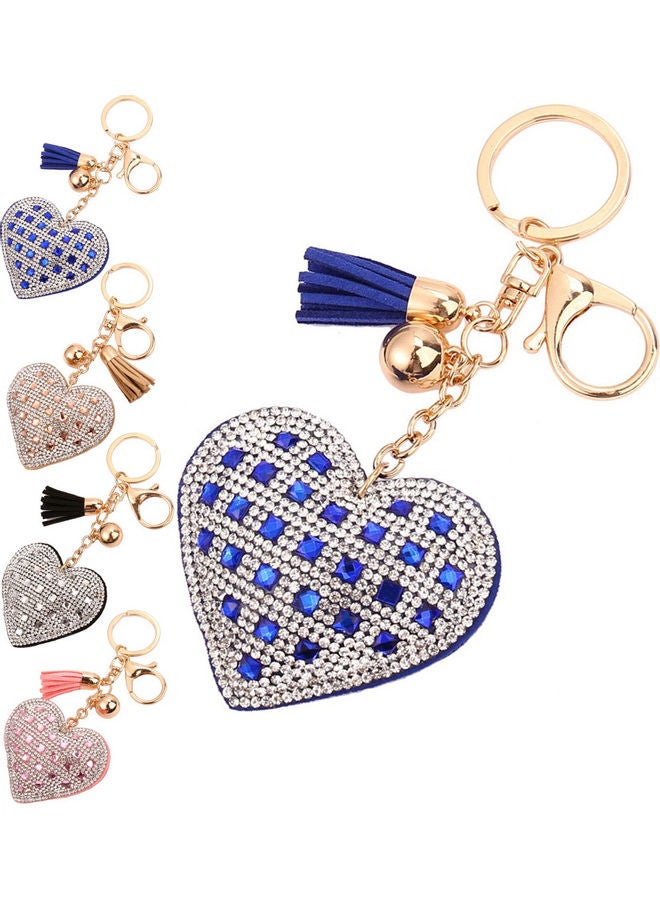 Generic Rhinestones Heart Tassels Women Keychain Handbag Car Key Pendant Keyring Gift  - Image 3