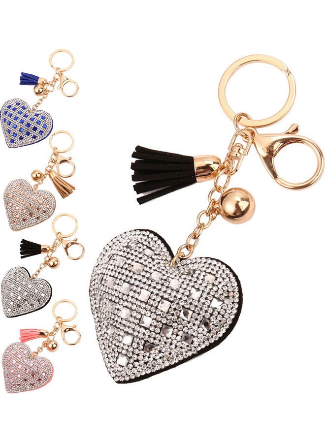 Generic Rhinestones Heart Tassels Women Keychain Handbag Car Key Pendant Keyring Gift  - Image 4