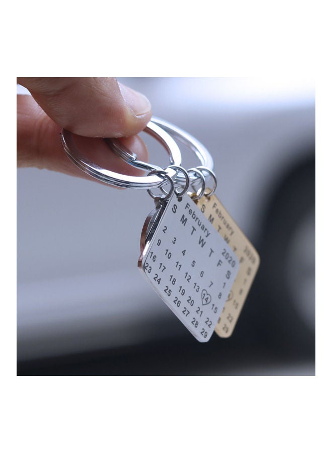 Round Heart Square Pendant Calendar Keychain Key Ring Holder Valentine Day Gift - Image 4