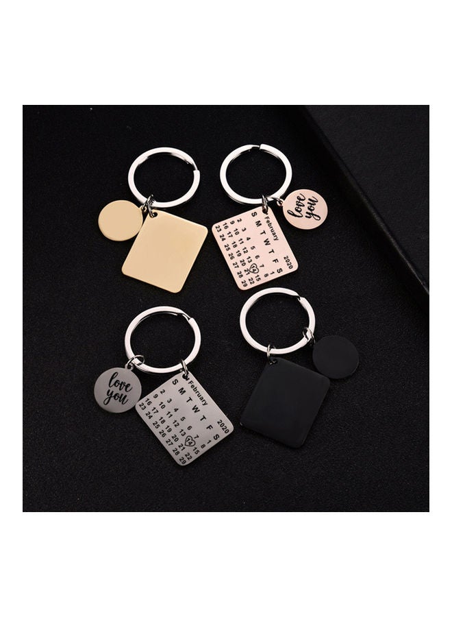 Round Heart Square Pendant Calendar Keychain Key Ring Holder Valentine Day Gift - Image 3