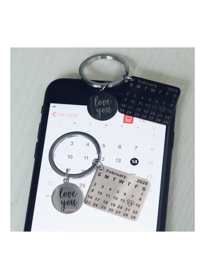Round Heart Square Pendant Calendar Keychain Key Ring Holder Valentine Day Gift - Image 5