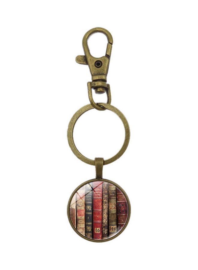 Vintage Women Book Pattern Glass Cabochon Pendant Keychain Key Ring Holder Gift - Image 1