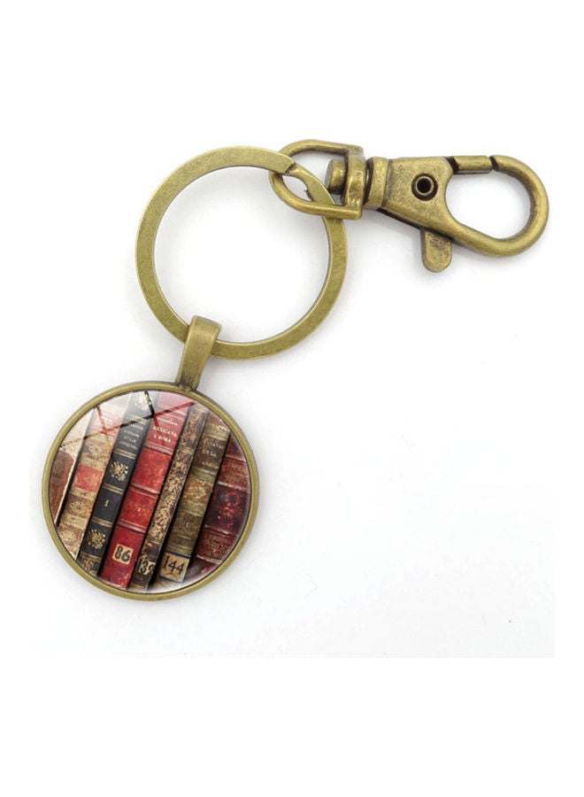 Vintage Women Book Pattern Glass Cabochon Pendant Keychain Key Ring Holder Gift - Image 5