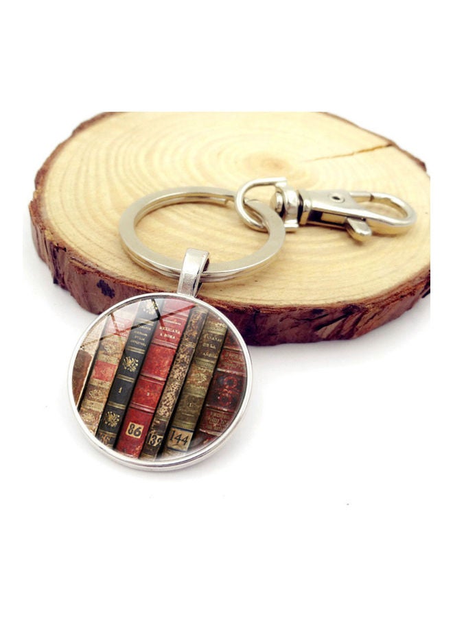 Vintage Women Book Pattern Glass Cabochon Pendant Keychain Key Ring Holder Gift - Image 3