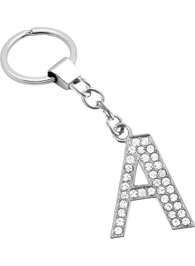 Stylish Alphabet Rhinestone Inlaid Pendant Keychain Key Ring Holder Bag Hangings - Image 1