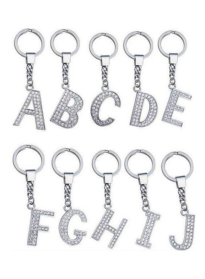 Stylish Alphabet Rhinestone Inlaid Pendant Keychain Key Ring Holder Bag Hangings - Image 2
