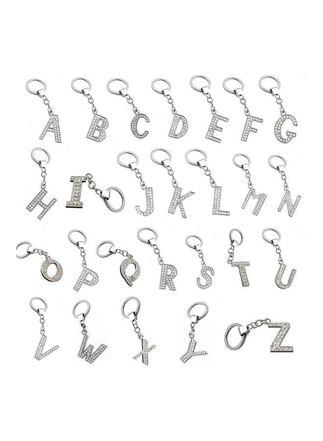 Stylish Alphabet Rhinestone Inlaid Pendant Keychain Key Ring Holder Bag Hangings - Image 3