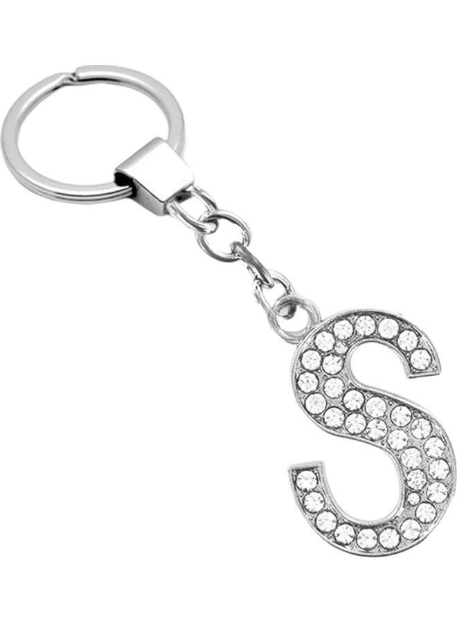 Stylish Alphabet Rhinestone Inlaid Pendant Keychain Key Ring Holder Bag Hangings - Image 1