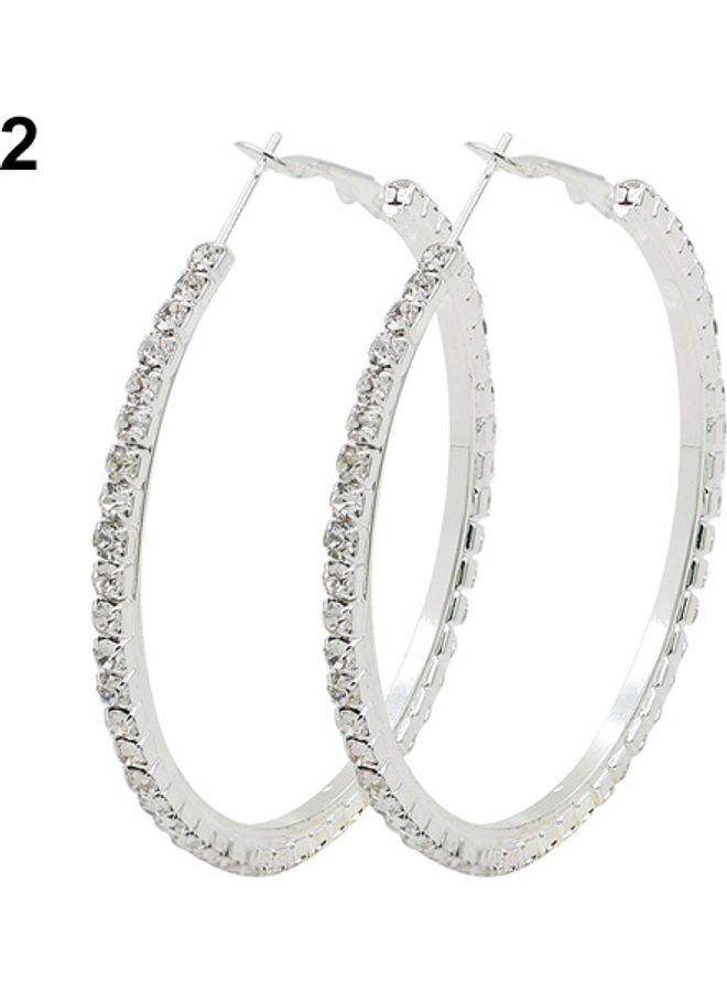 1-Pair Fashion Crystal Earrings Rhinestone Hoop Circle Dangle Jewelry - Image 1