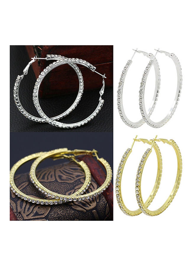 1-Pair Fashion Crystal Earrings Rhinestone Hoop Circle Dangle Jewelry - Image 2
