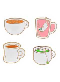 4-Piece Tea Cup Coffee Enamel Brooch Pin Badge