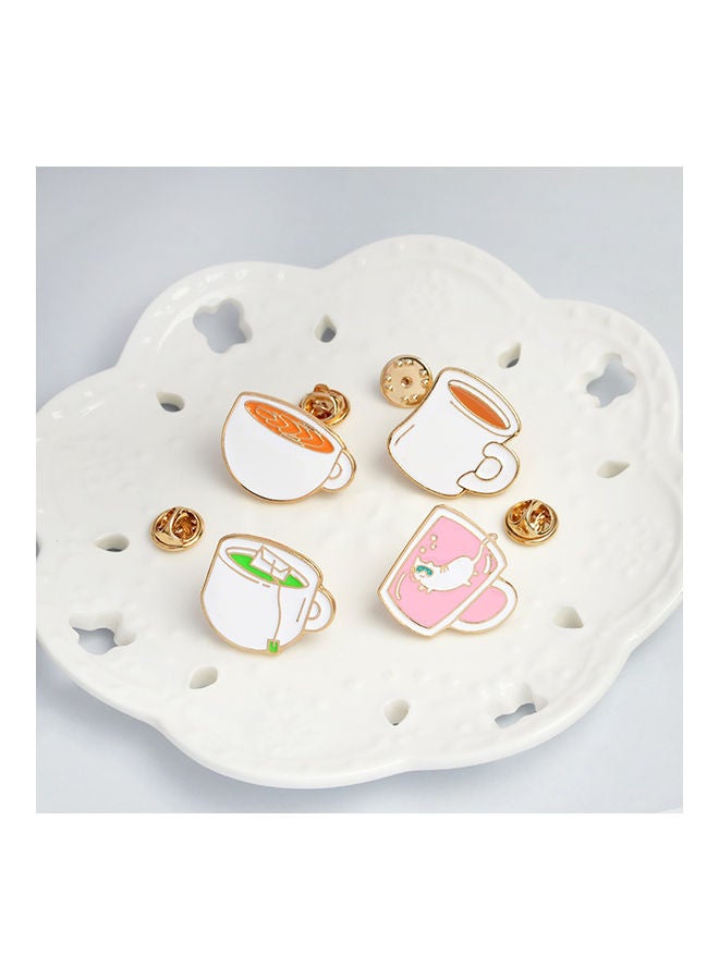 Generic - 4-Piece Tea Cup Coffee Enamel Brooch Pin Badge - Image 1
