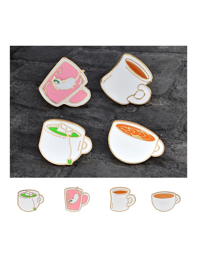 Generic - 4-Piece Tea Cup Coffee Enamel Brooch Pin Badge - Image 1