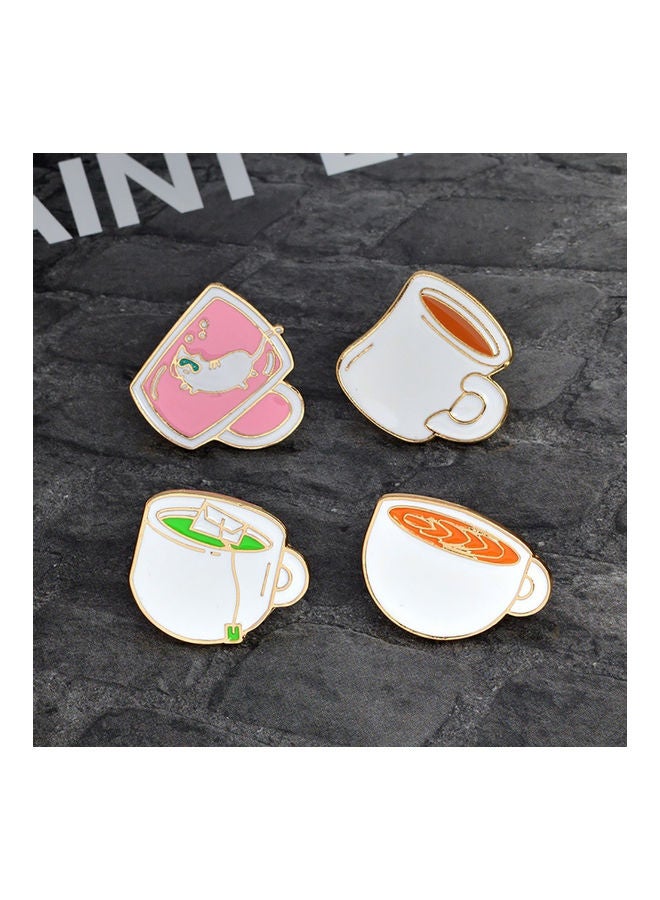 Generic - 4-Piece Tea Cup Coffee Enamel Brooch Pin Badge - Image 1