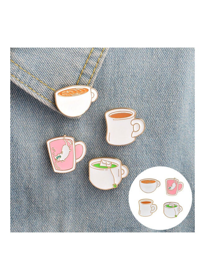Generic - 4-Piece Tea Cup Coffee Enamel Brooch Pin Badge - Image 1