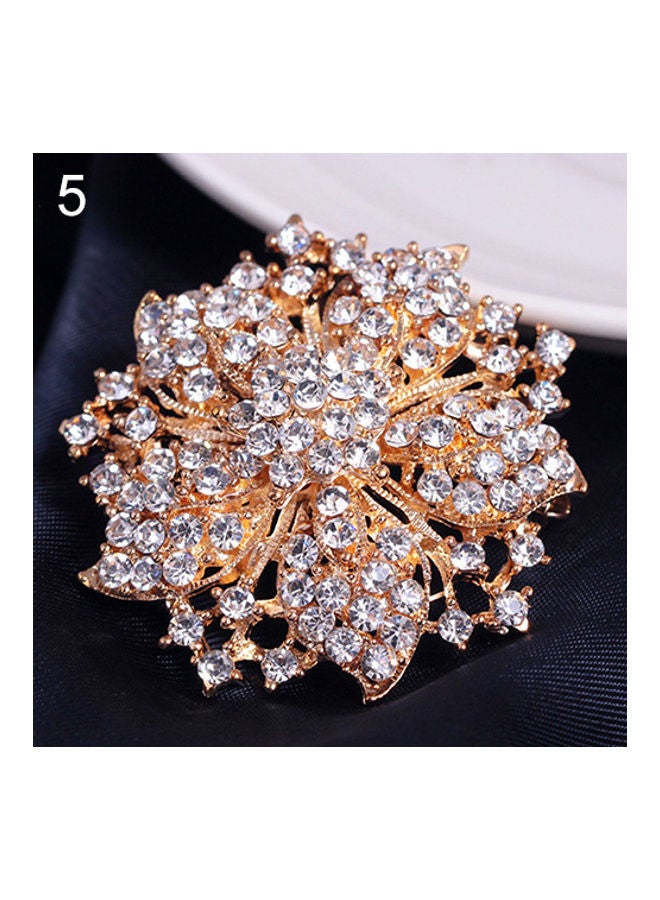 Generic - Rhinestones Round Blossom Flower Crystal Brooches Pin - Image 1