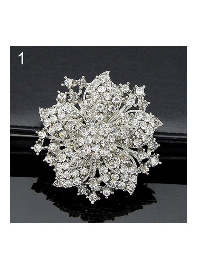 Generic - Rhinestones Round Blossom Flower Crystal Brooches Pin - Image 1