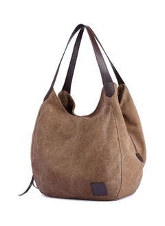 BAGGRA Stitched Detailed Shopper/Tote Bag Brown  - Image 2