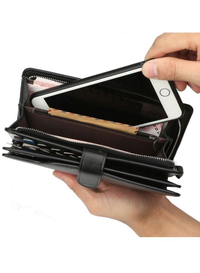 بايلليري محفظة بتصميم طي بسوار معصم من البولي يوريثان أسود - Image 2