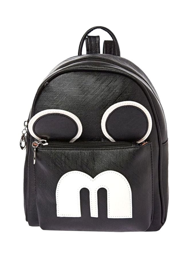 YUEJIN Girl's Faux Leather Backpack Black/White - Image 1