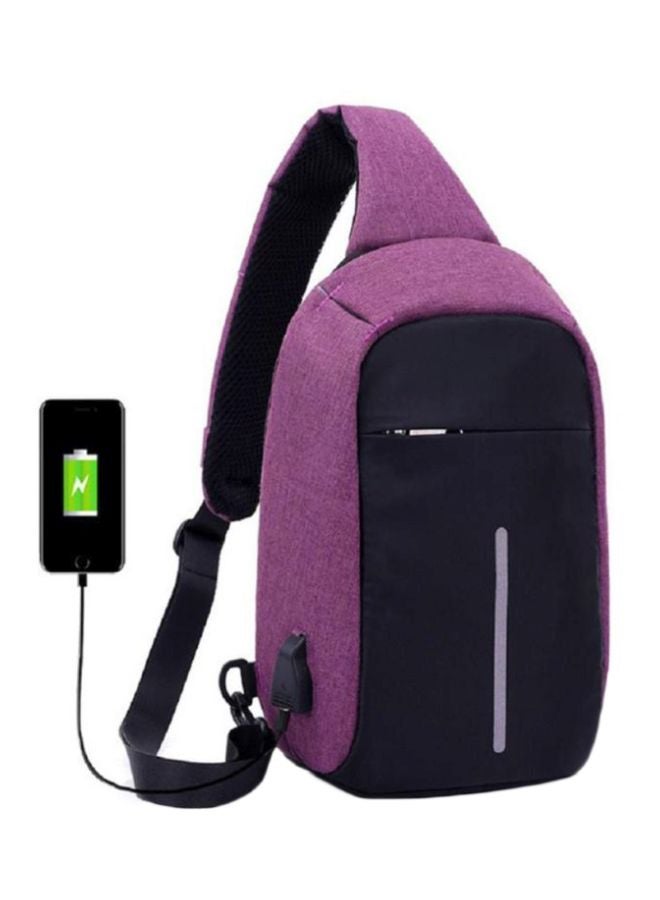 تي جي جي تي حقيبة بحمالة كتف مضادة للسرقة مزودة بمنفذ USB للشحن بنفسجي/ أسود - Image 2