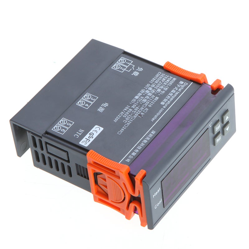 جهاز تحكم رقمي في درجة الحرارة مع وظيفة تنبيه أسود /برتقالي. - Image 3