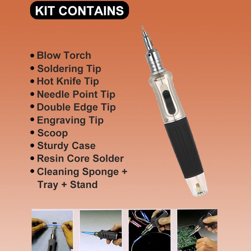 10-In-1 Professional Pen Style Butane Gas Soldering Iron Set Gold 27.50 x 5.50 x 13cm - Image 3