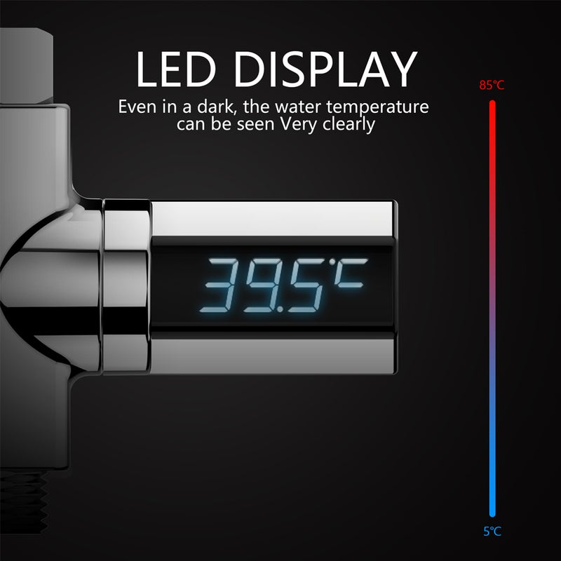 LED Display Shower Water Thermometer Silver 12 x 3 x 10cm  - Image 2