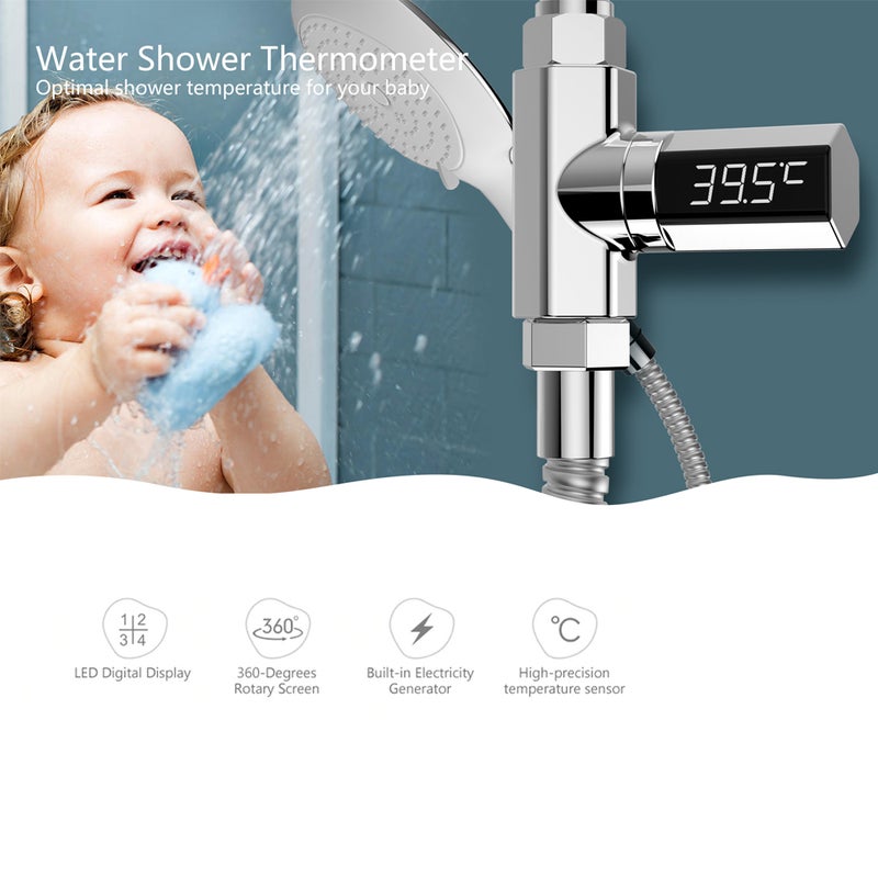 LED Display Shower Water Thermometer Silver 12 x 3 x 10cm  - Image 4