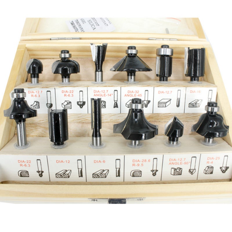 Generic - 12-Piece Router Bits Set With Carry Box Silver 16.50 x 5 x 14cm - Image 1