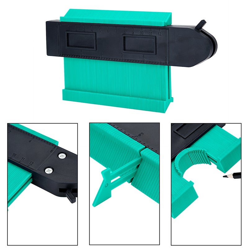 Generic - Contour Gauge Duplicator Tiling Laminate Measure Tool Green 20 x 2.50 x 10.50cm - Image 1