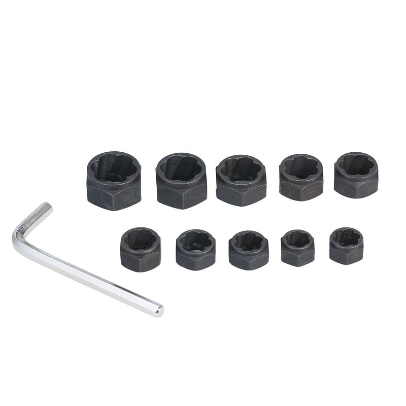 11-Piece Impact Bolt Nut Remover Set Black 15 x 3 x 10cm - Image 1