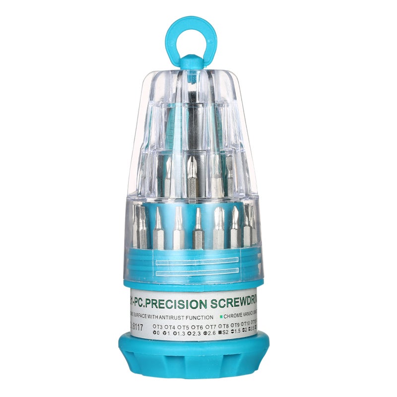 31-Piece Multi-Purpose Screwdriver With Magnetic Tools Blue 12 x 6 x 6cm  - Image 5