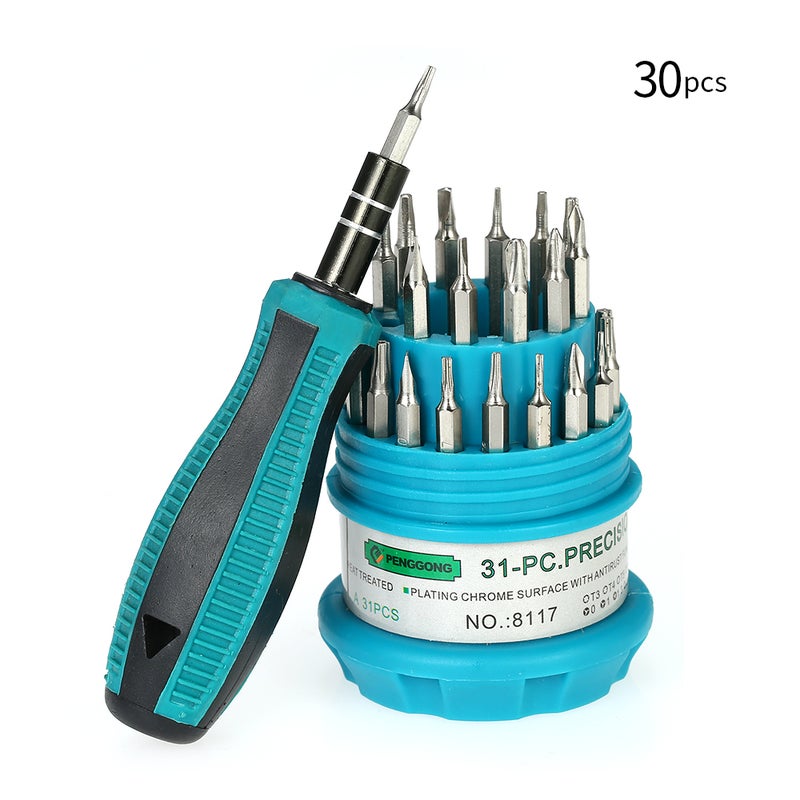 31-Piece Multi-Purpose Screwdriver With Magnetic Tools Blue 12 x 6 x 6cm  - Image 1