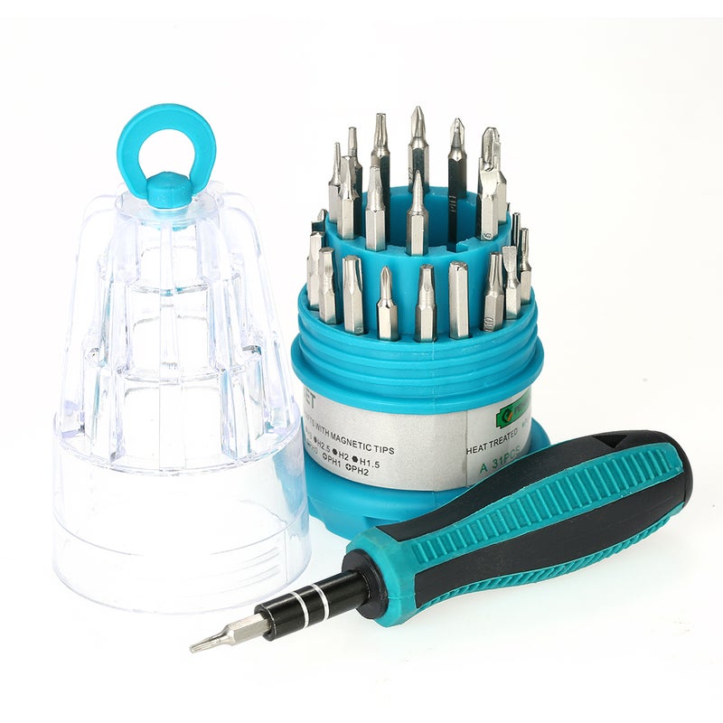 31-Piece Multi-Purpose Screwdriver With Magnetic Tools Blue 12 x 6 x 6cm  - Image 3
