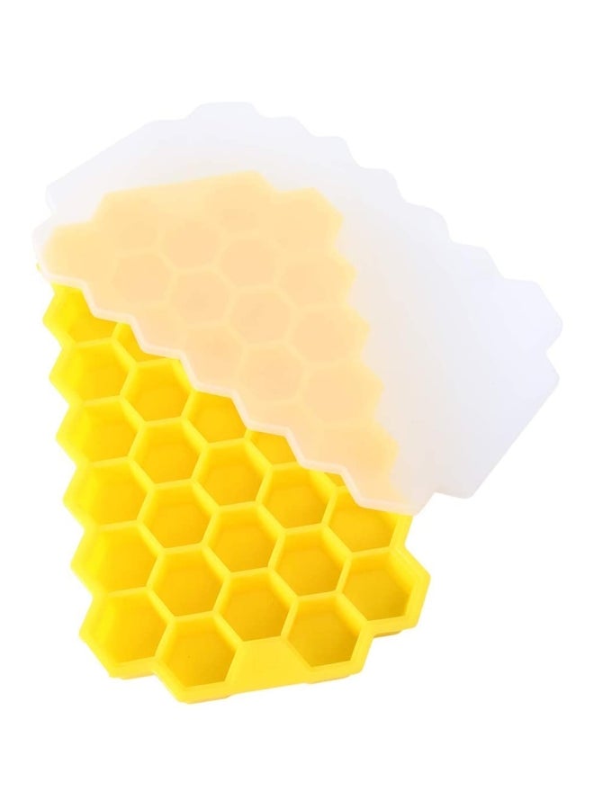 Silicone Honeycomb Ice Cube Mold With Lids Yellow/Clear 21 x 12 x 2cm  - Image 1