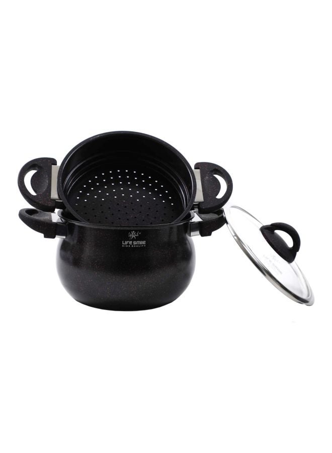 Life Smile - Pack Of 3 Cookware Set Black Stock Pot (1x20), Steamer (1x20)cm - Image 1