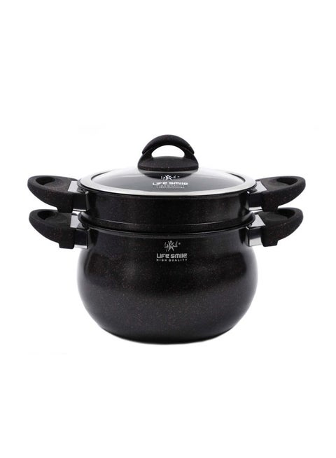 Pack Of 3 Cookware Set Black Stock Pot (1x20), Steamer (1x20)cm