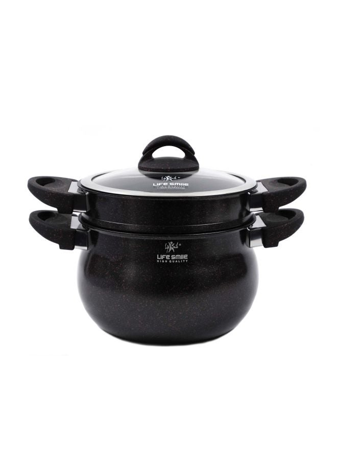 Life Smile - Pack Of 3 Cookware Set Black Stock Pot (1x20), Steamer (1x20)cm - Image 1