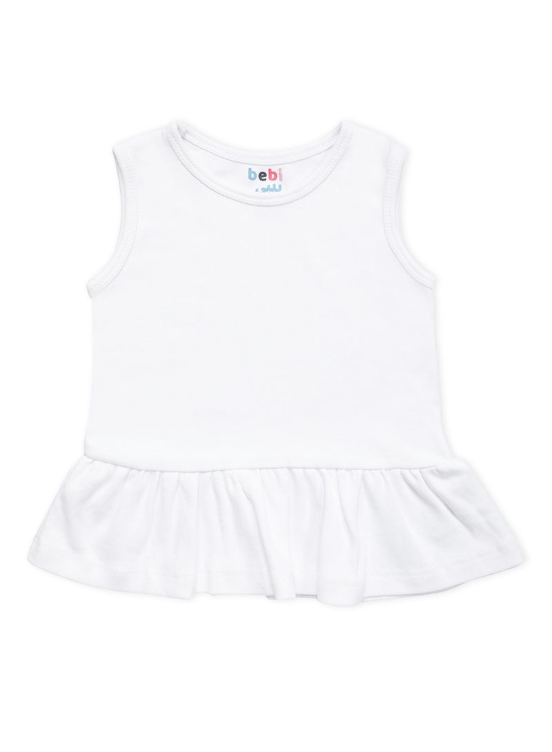 Baby Girls  2-Piece Cotton Sleeveless Dress Set White/Sky Blue