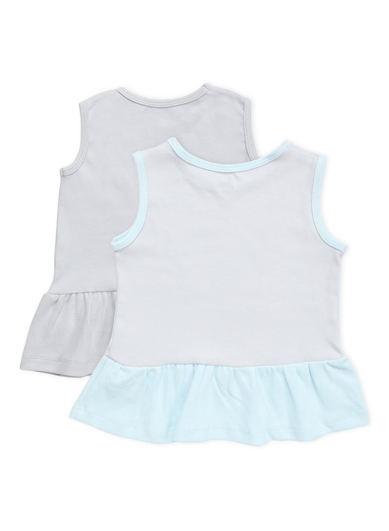 Baby Girls  2-Piece Cotton Sleeveless Dress Set Grey/Sky Blue - v1603874361/N38469826V_2