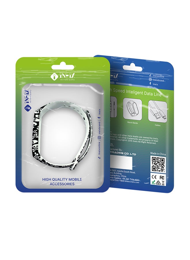 INEIX Soft Silicone Replacement Strap For Xiaomi Mi Band 5 White/Black - Image 4